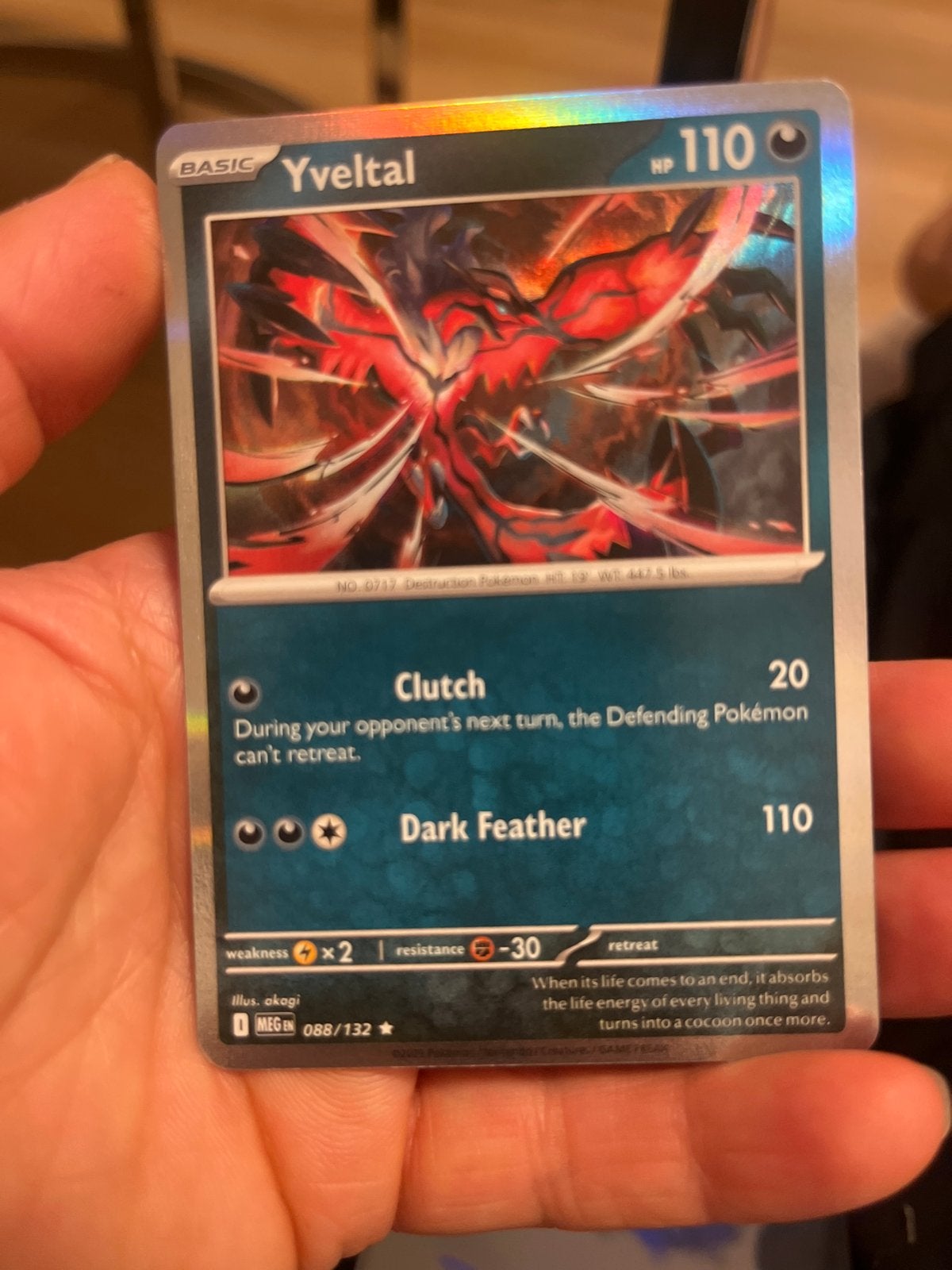 Pokémon Kaart Yveltal (Basic, 088/132), Ophalen of Verzenden, Zo goed als nieuw, Losse kaart, Foil