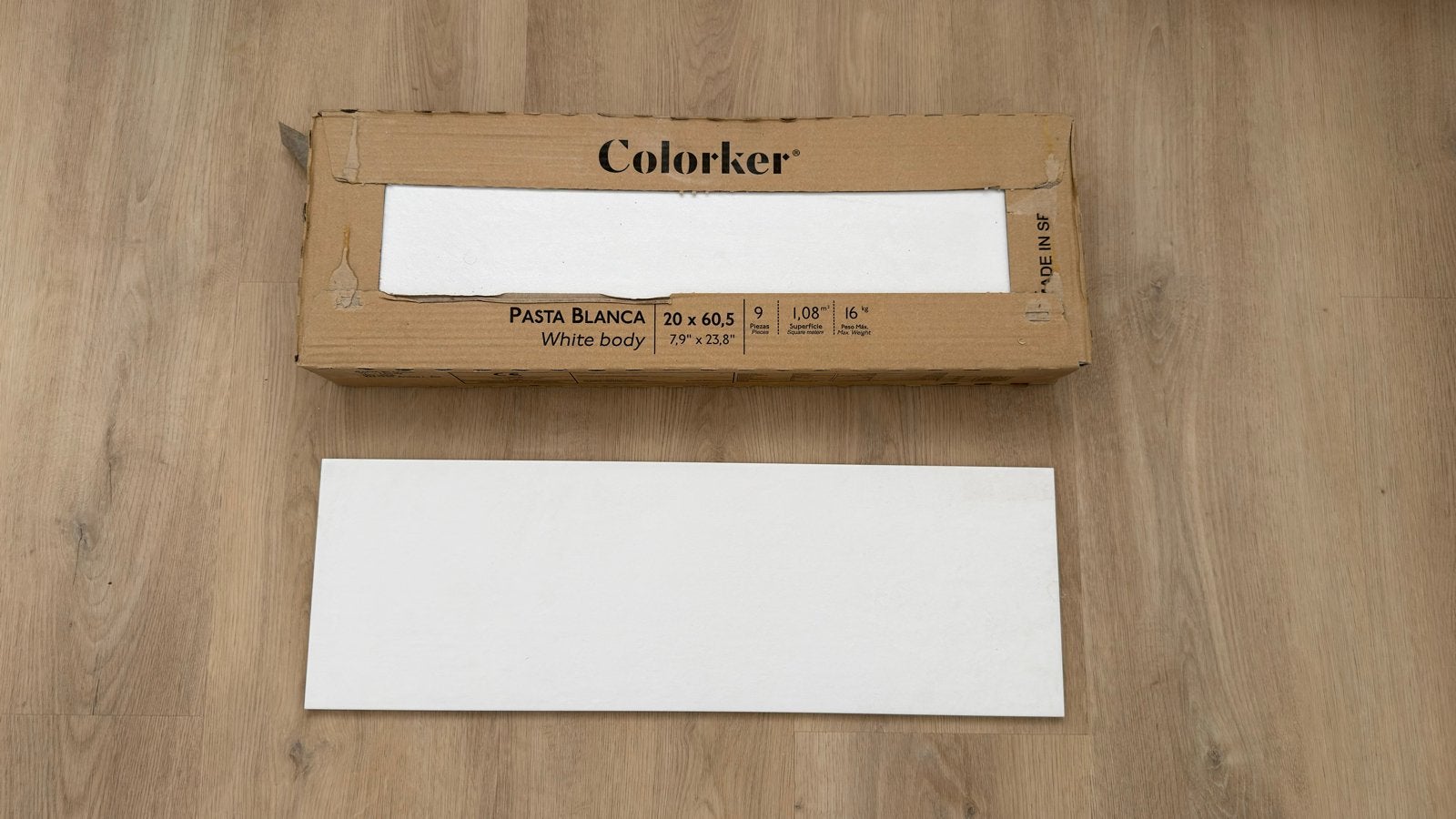 Colorker Pasta Blanca badkamer tegels (20x60,5cm) 4,5 pakket, Ophalen, 60 cm of meer, Nieuw, Minder dan 5 m²