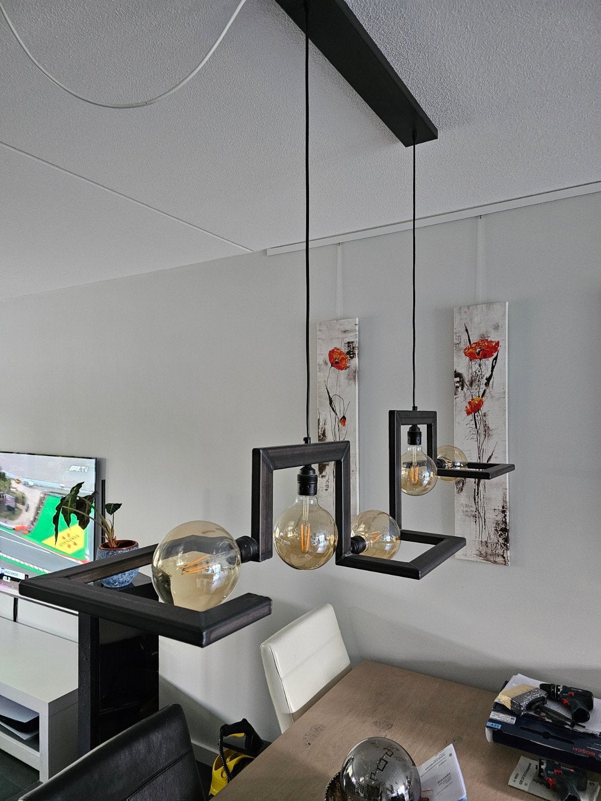 Ztahl Tortona hanglamp 140cm breed - Modern 5 lichtpunten, Ophalen, E27 (groot), Zo goed als nieuw, Modern industrieel