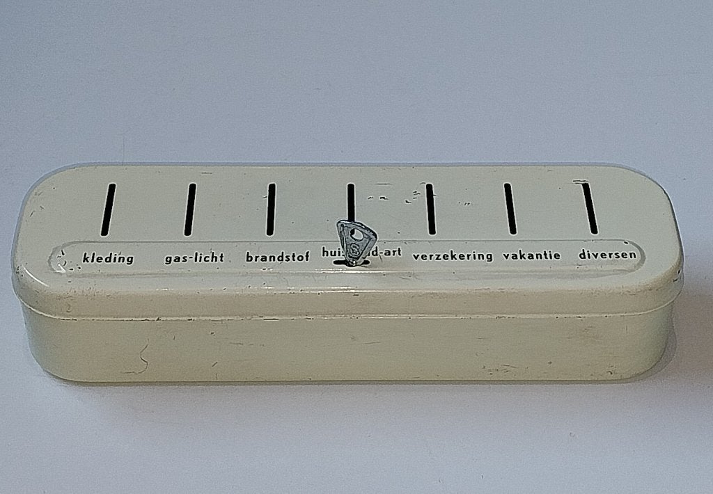 Emaille Brabantia verdeelspaarpot / huishoudspaarpot, Ophalen of Verzenden