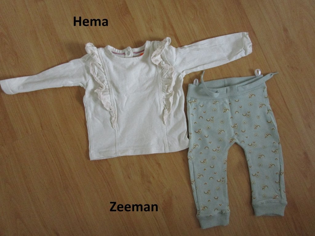 Hema + Zeeman maat 68  - broekje + truitje, Kinderen en Baby's, Babykleding | Maat 68, Meisje, Ophalen of Verzenden, Zo goed als nieuw