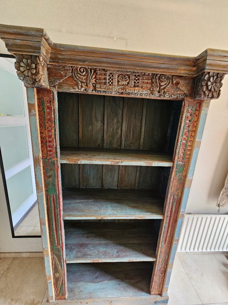 Prachtige Indiase boekenkast, Huis en Inrichting, Kasten | Boekenkasten, Ophalen, Met plank(en), 50 tot 100 cm, Zo goed als nieuw