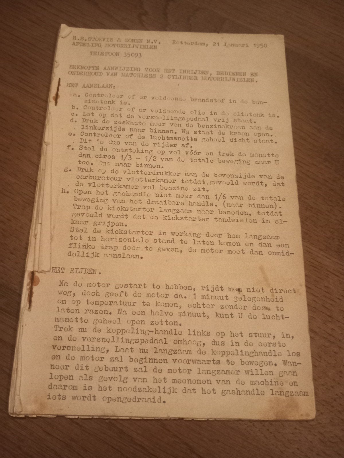 Handleiding voor 2-cilinder motorrijwielen (1950), Ophalen of Verzenden
