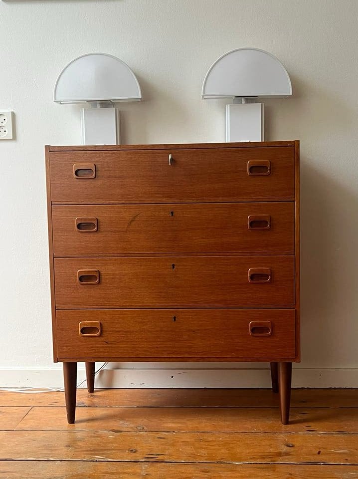 Teak hout mid century deens design ladekast, Mid century modern, Teakhout, Zo goed als nieuw, 3 of 4 laden