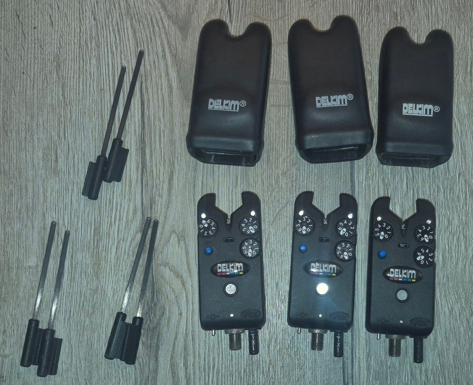 Complete set van 3 Delkim TXI Plus beetmelders met snagears, Watersport en Boten, Ophalen of Verzenden, Gebruikt, Overige typen