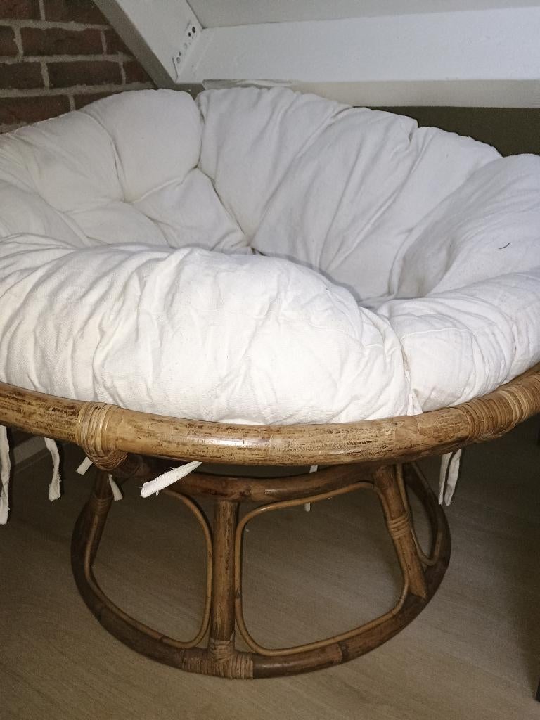 Papasan stoel, Huis en Inrichting, Stoelen, Ophalen, Gebruikt, Bruin, Riet of Rotan