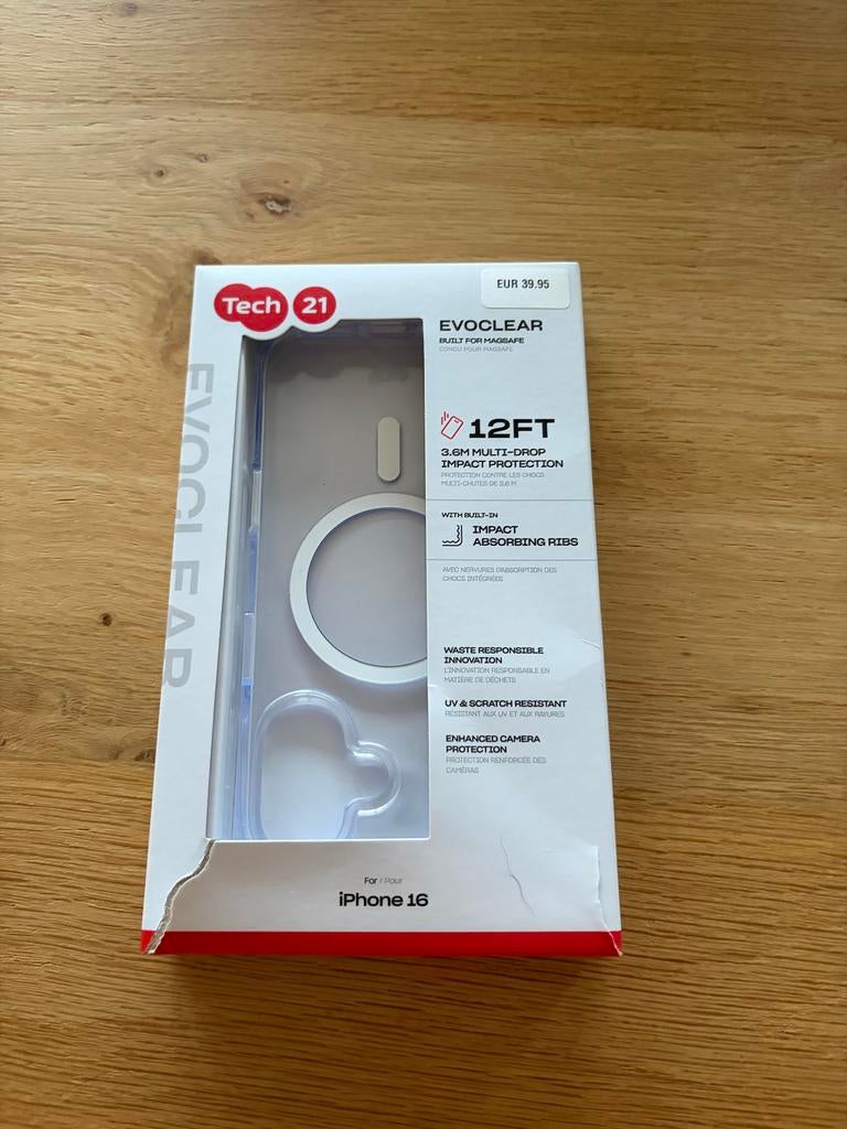 Tech21 EvoClear MagSafe Hoesje voor iPhone 16 - Transparant, Kunststof, MagSafe, Nieuw, Hoesje of Tasje