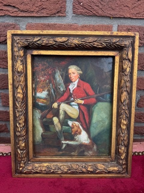 jagersportret in 19de eeuwse stijl, Ophalen of Verzenden, Origineel werk, Portret of Personen, Paneel