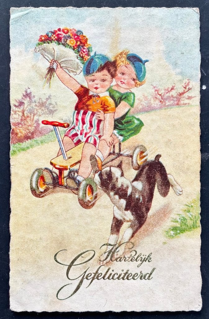 kinderen op Vliegende Hollander speelgoed hond Bulldog 1935, Ophalen of Verzenden, 1920 tot 1940, Gelopen, Kinderen