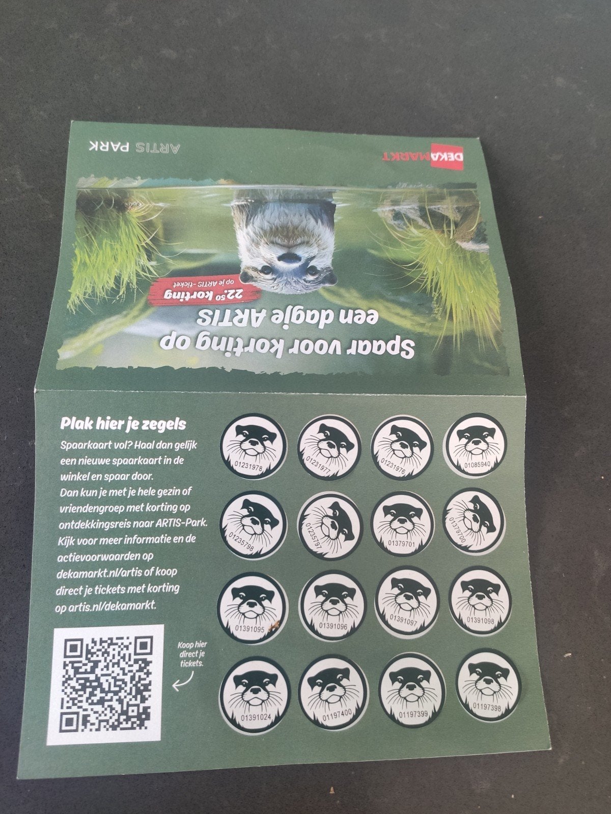 Artis spaarkaart, Tickets en Kaartjes, Eén persoon, Ticket of Toegangskaart