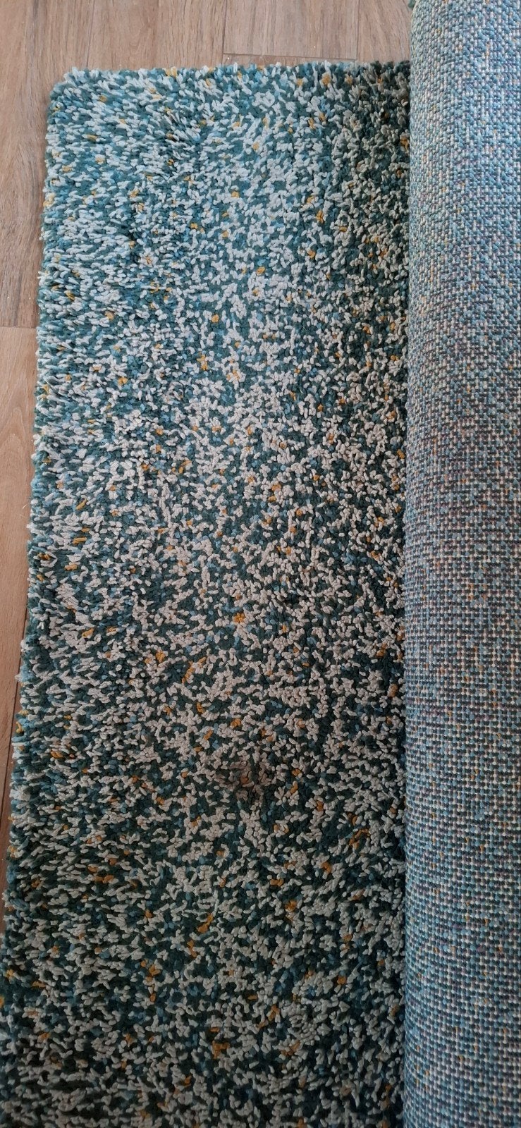 Vloerkleed groen/blauw met spikkels, Huis en Inrichting, Ophalen, Gebruikt, 150 tot 200 cm, 200 cm of meer