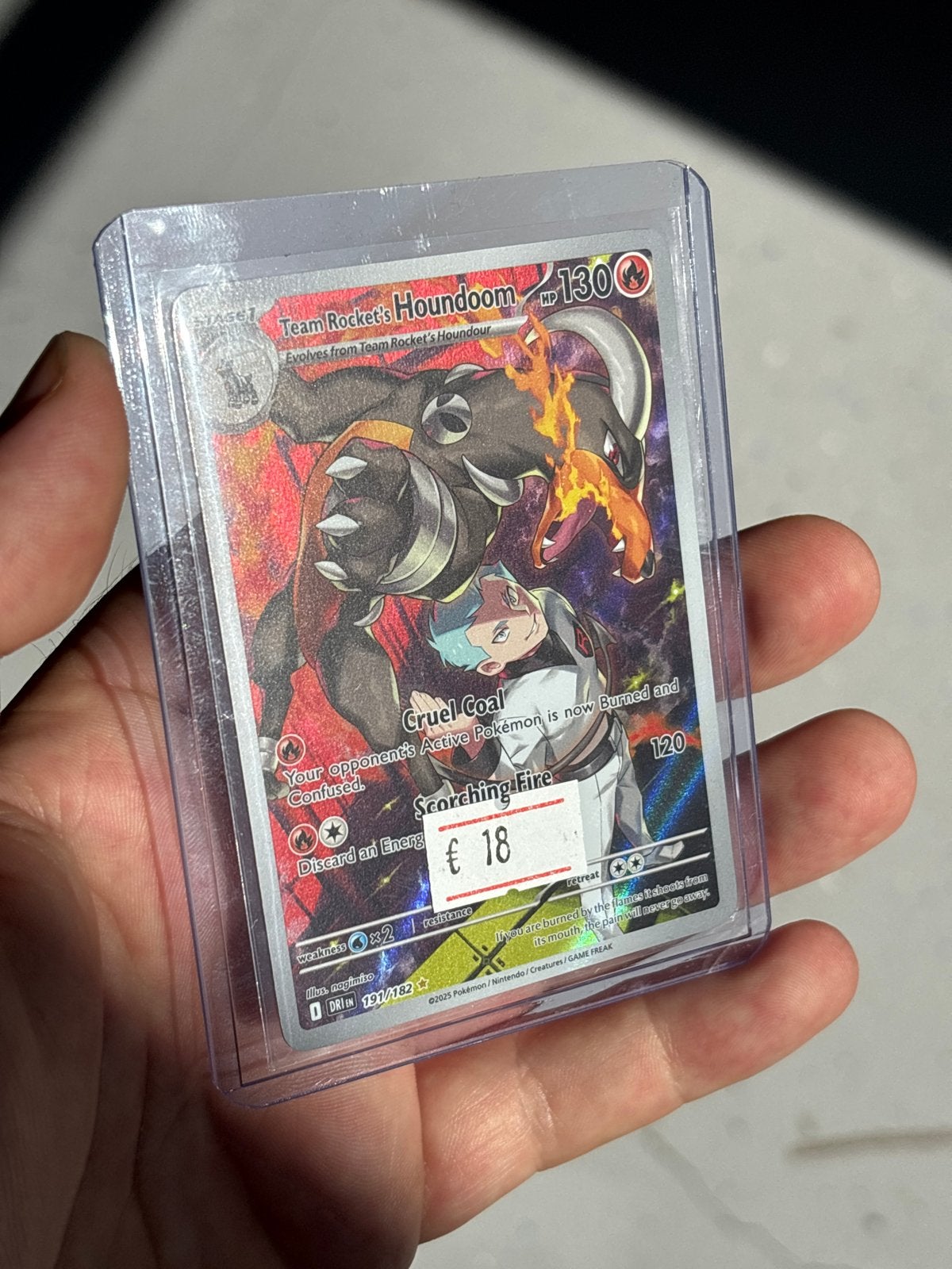 Team Rocket's Houndoom 191/182 Pokémon Kaart, Ophalen of Verzenden, Zo goed als nieuw, Losse kaart, Foil