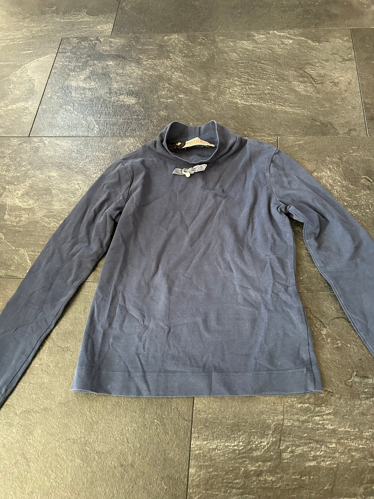 Monnalisa trui blauw met strikje en parel maat 128, Ophalen of Verzenden, Gebruikt, Meisje, Trui of Vest