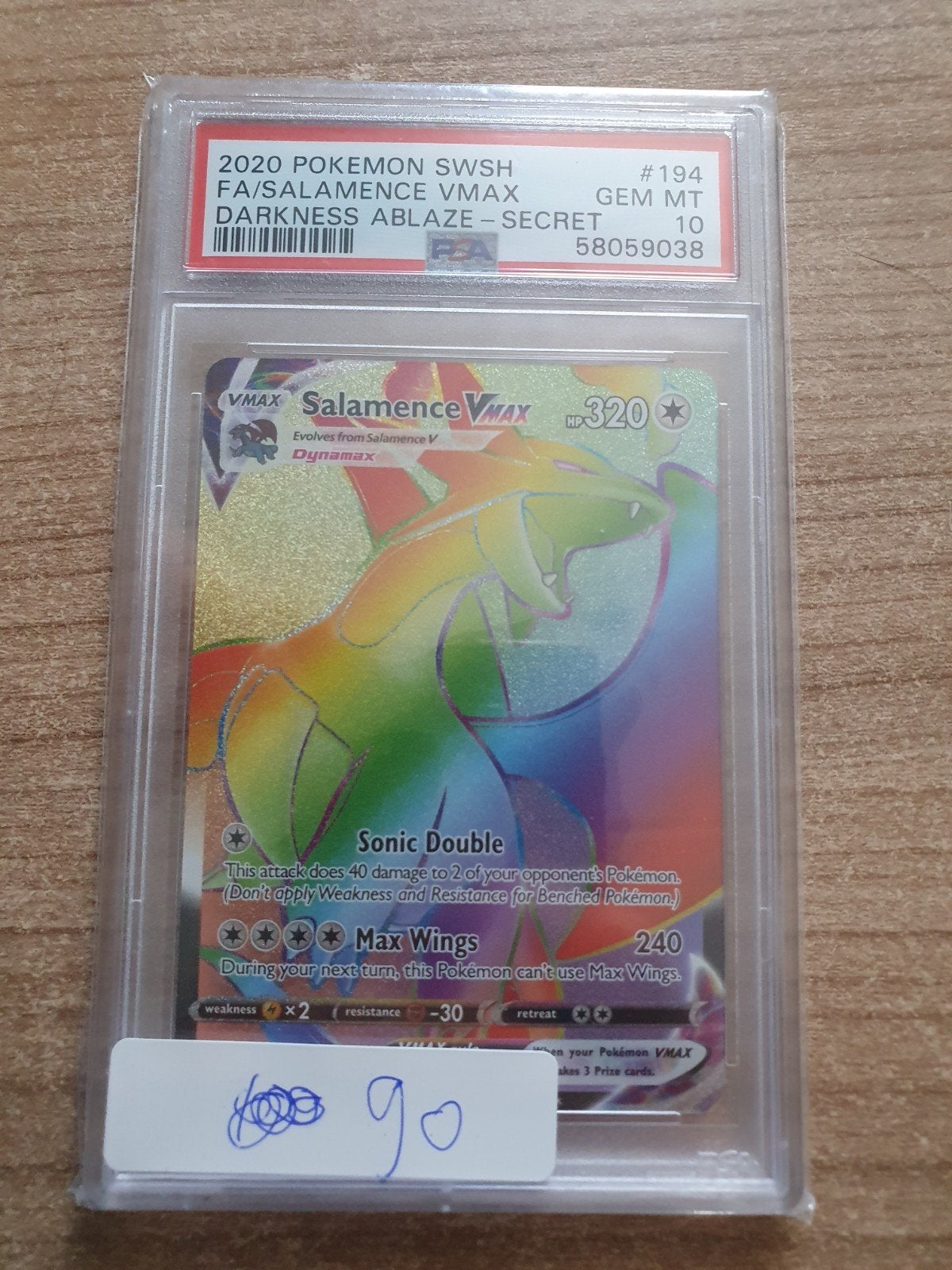 Pokémon Salamence VMAX #194 Rainbow Secret Rare PSA 10, Ophalen of Verzenden, Nieuw, Losse kaart, Foil