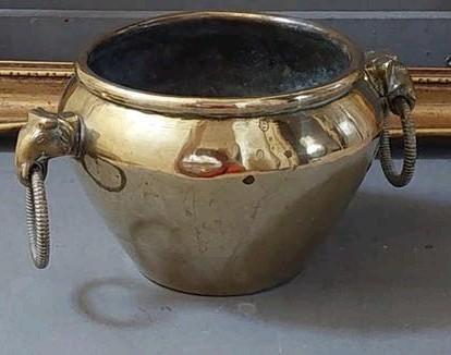Antieke koperen cache pot met olifantenkoppen, Antiek en Kunst, Ophalen of Verzenden, Koper