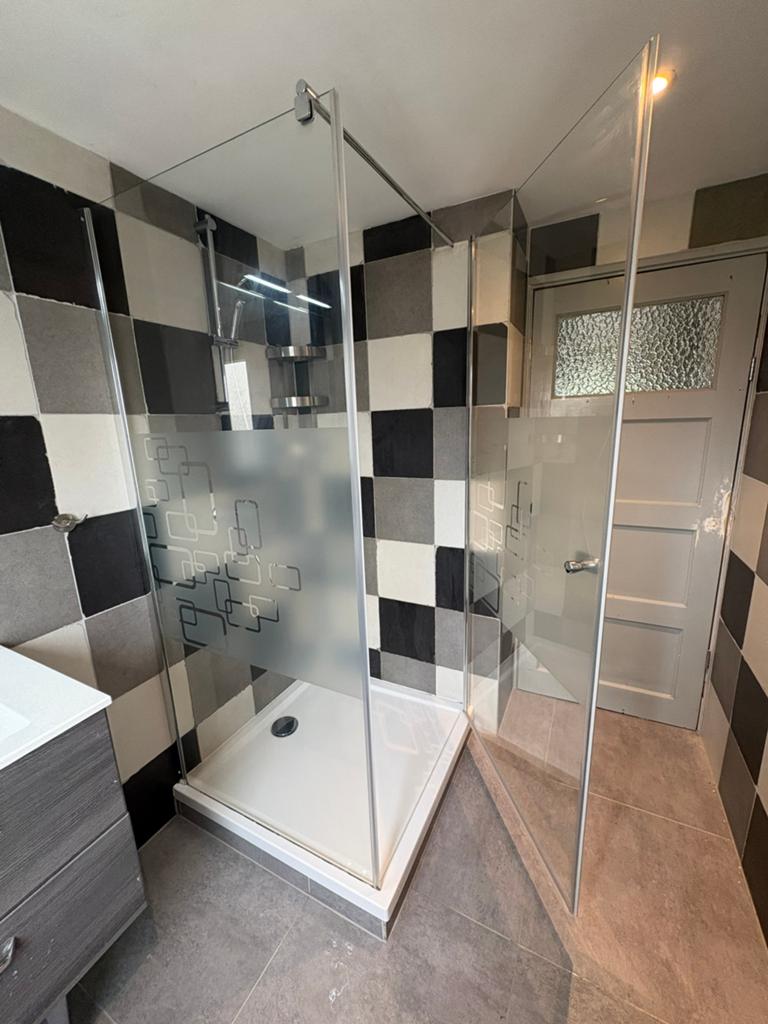 Douchecabine met douchebak 90x90 – glas/chroom, Doe-het-zelf en Verbouw, Sanitair, Ophalen, Gebruikt, Chroom, Douche