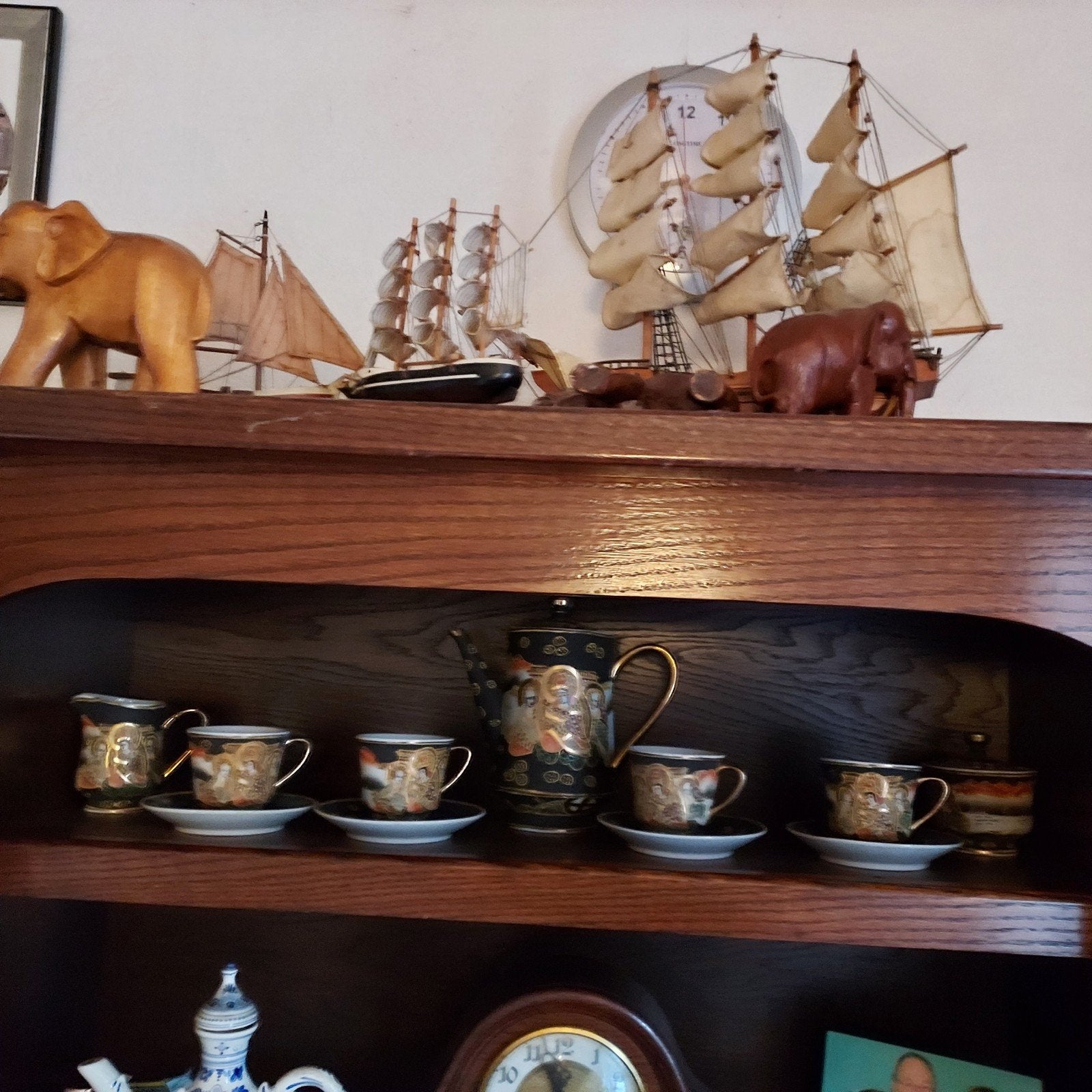 Vintage theeservies met oosterse decoratie, Antiek en Kunst, Ophalen