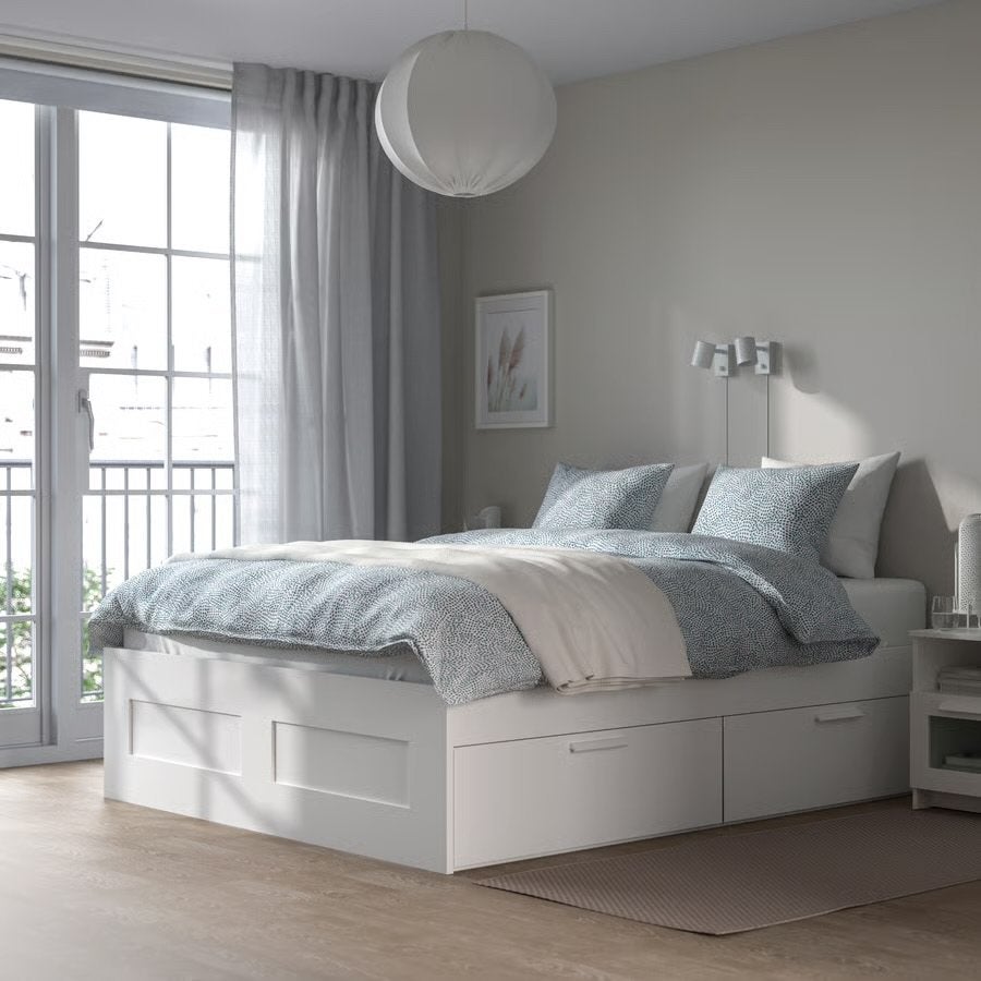 IKEA MALM Bedframe met opbergruimte, wit, 160x200 cm, Ophalen, Wit, Tweepersoons, Zo goed als nieuw