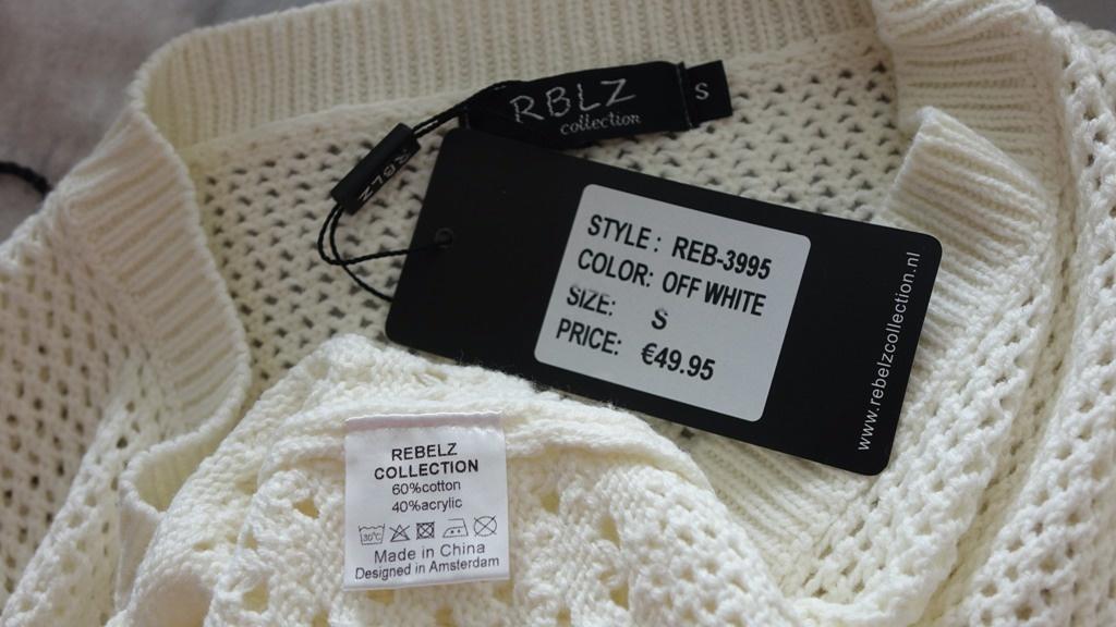 nieuwe witte REBELZ trui, Verzenden, Wit, Nieuw, Maat 36 (S)