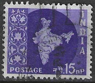 India 1958/1957 - Yvert 100B - Kaart van India - 15 np. (ST), Postzegels en Munten, Postzegels | Azië, Gestempeld, Zuid-Azië, Verzenden