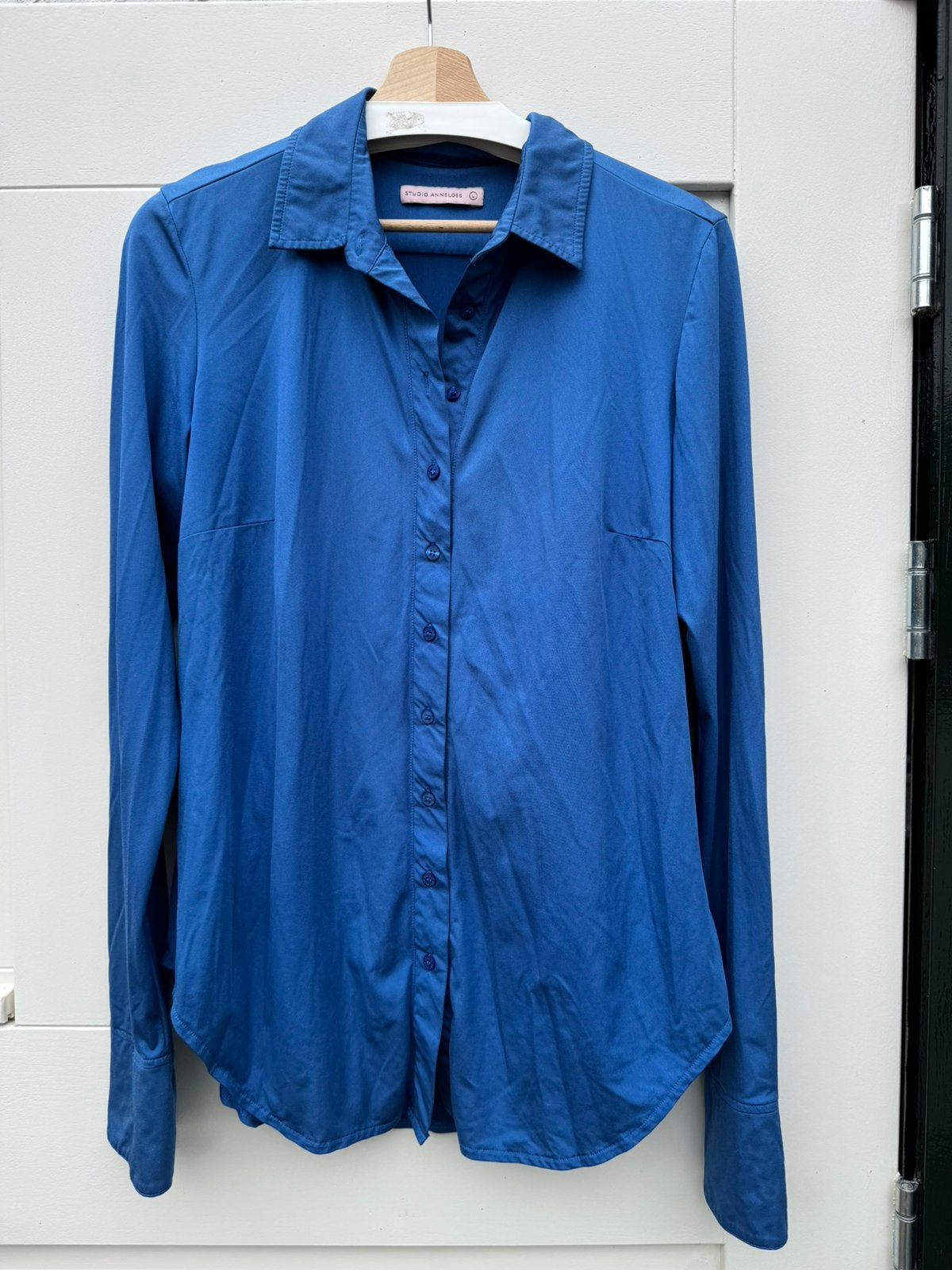 Studio Anneloes Poppy blouse travelstof L kobal blauw, Verzenden, Zo goed als nieuw, Maat 42/44 (L), Blauw
