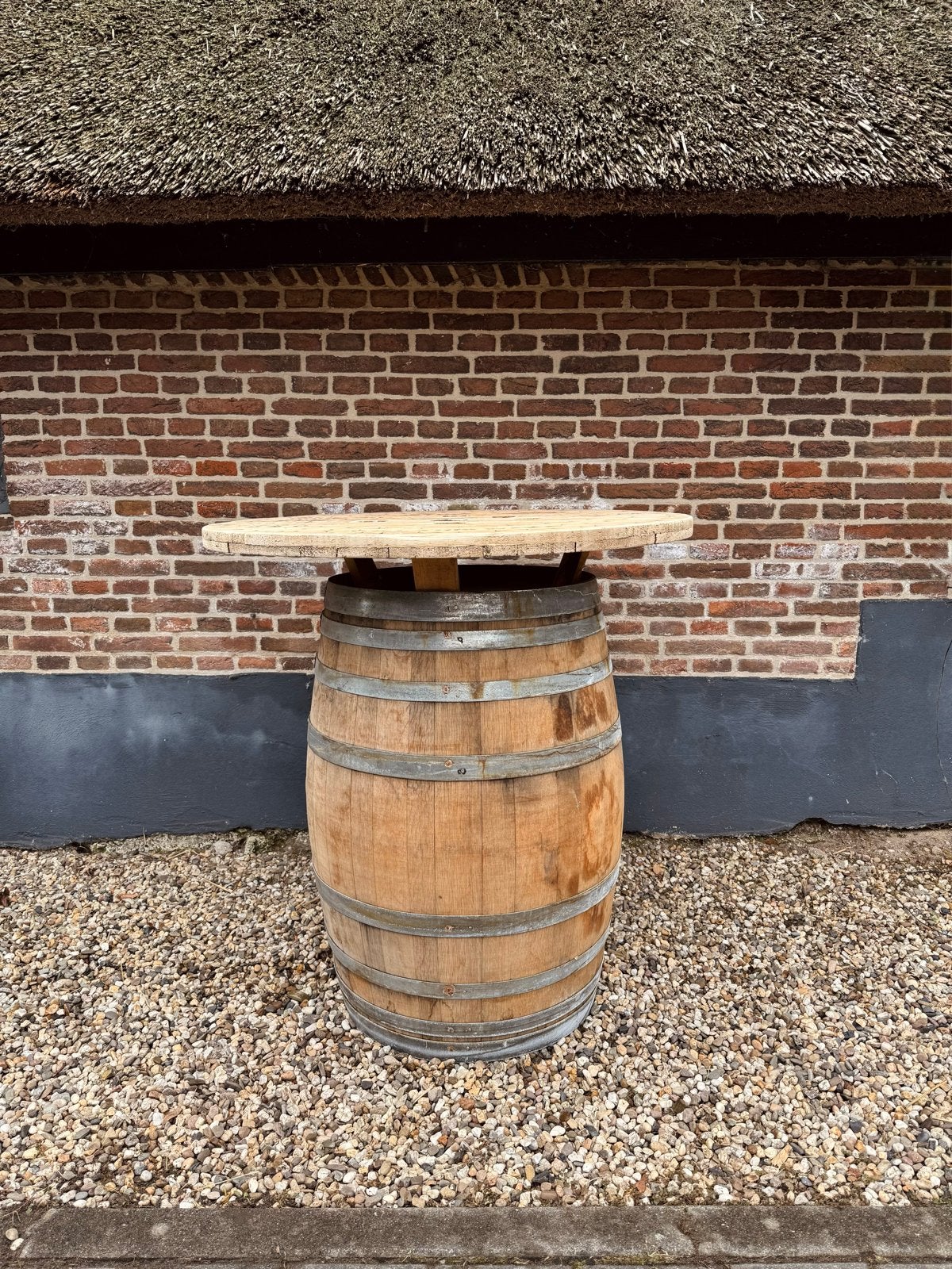 Wijnvat Statafel, Ophalen, Zo goed als nieuw, Rond, Hout