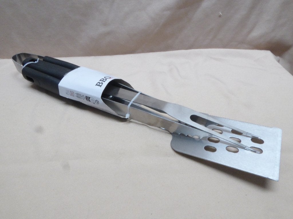 BBQ/barbecue gereedschap set 3-delig RVS tang vork spatel, Tuin en Terras, Ophalen of Verzenden, Nieuw