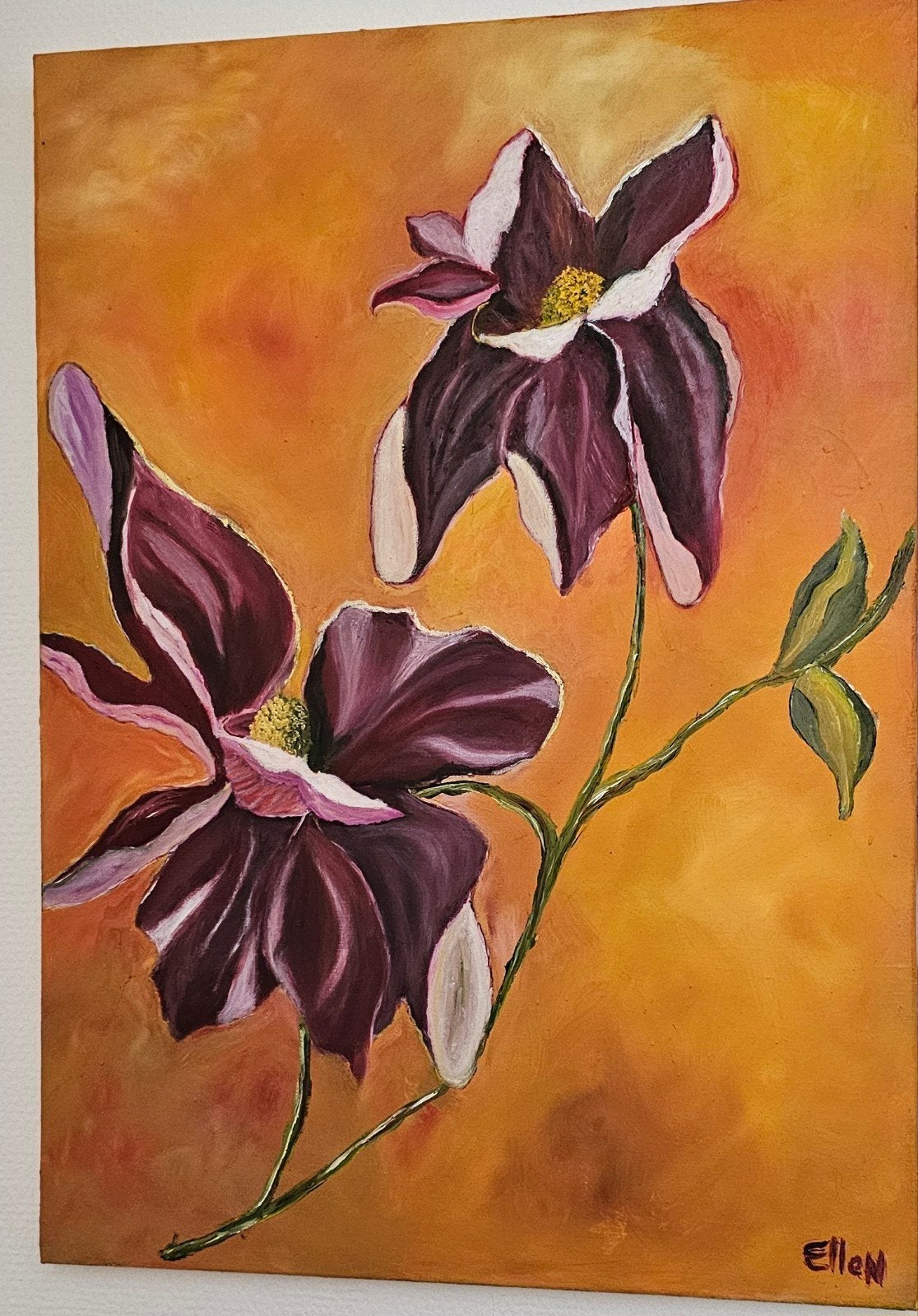 Olieverf Schilderij: Bloemen in Warme Kleuren, Ophalen of Verzenden, Olieverf, Handgeschilderd, Bloemen