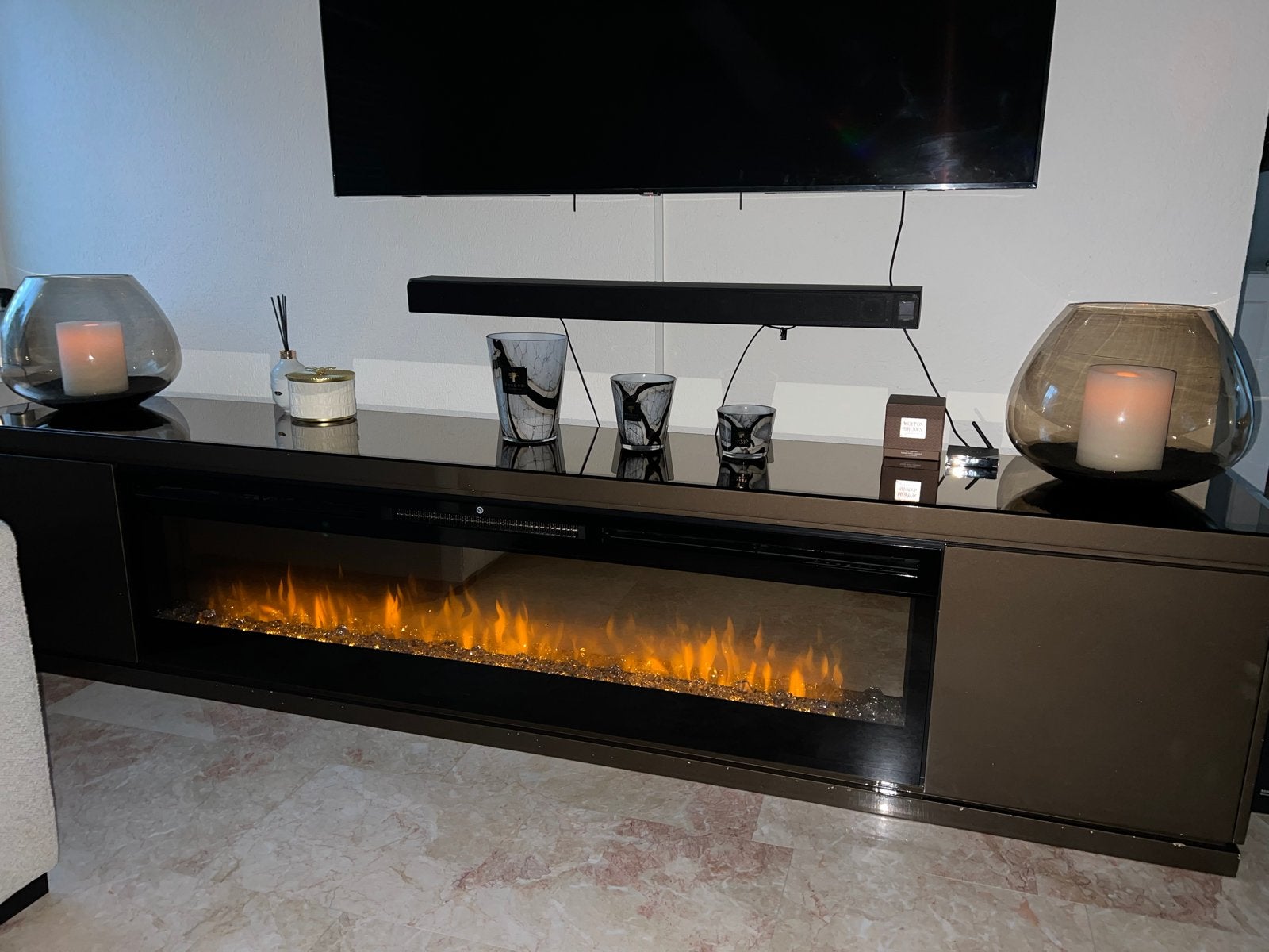 Luxe dressoir met sfeerhaard en veel opbergruimte, Ophalen, Gebruikt, Eric kuster style, 200 cm of meer