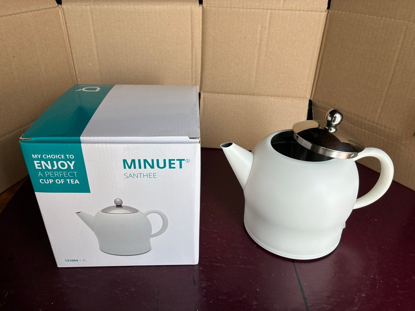 Minuet Santhee Theepot - Wit, 1.4L - Nieuw in doos, Theepot/fluitketel, Bredemeijer, Nieuw, Ophalen of Verzenden