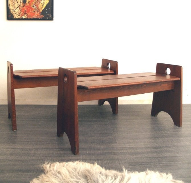 Gilbert Marklund sixties benches vintage mid century design, Gebruikt, -, -, Tweepersoons
