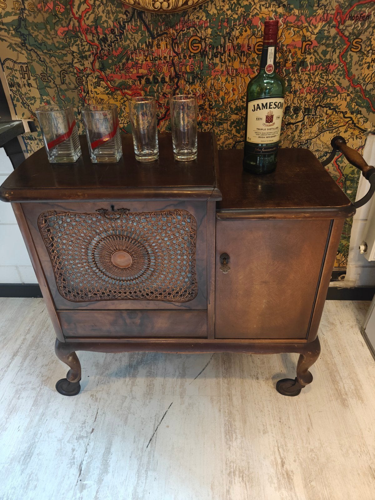 Zeldzame antieke bar wagen dranken trolley met koelruimte, Ophalen