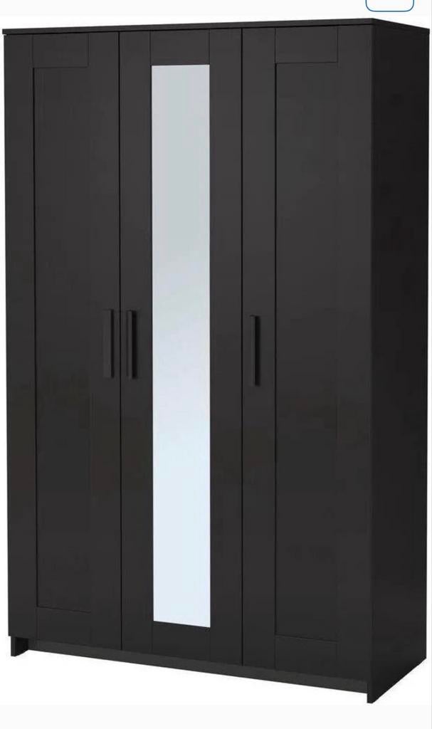 IKEA BRIMNES Kledingkast 3 deuren, zwart, z.g.a.n., Huis en Inrichting, Ophalen, 100 tot 150 cm, Zo goed als nieuw, 150 tot 200 cm