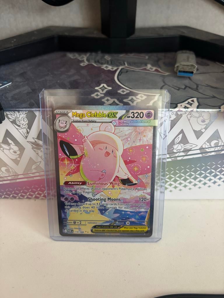 Mega Clefable EX Pokémon Kaart, Ophalen, Zo goed als nieuw, Losse kaart, Foil