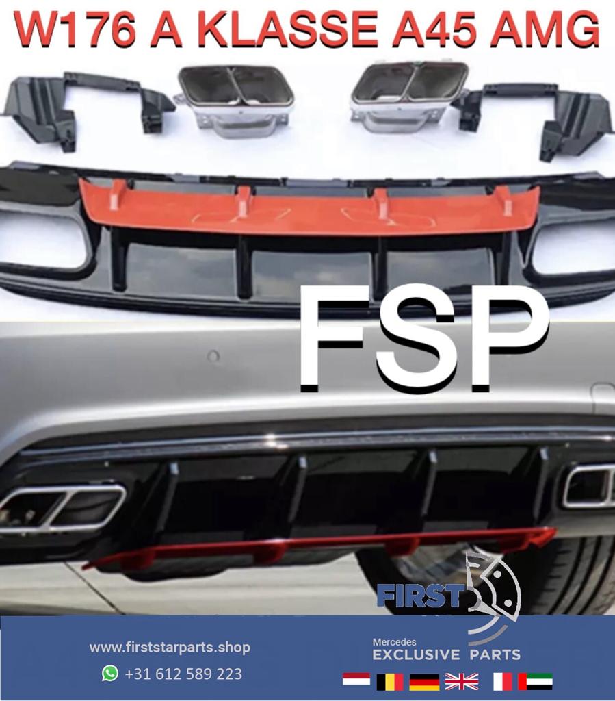 W176 FACELIFT A45 AMG DIFFUSER + UITLAAT SIERSTUKKEN AERO PA, -, -, -