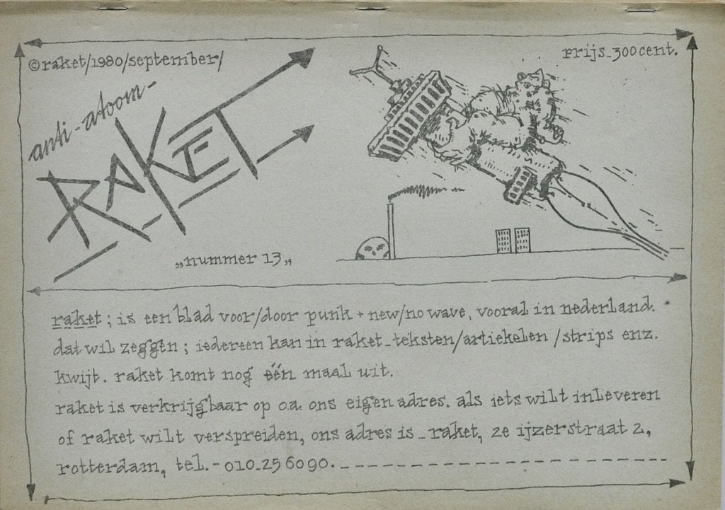 Raket no. 13 (1980) Rotterdam Dutch punk fanzine, Verzenden, Gelezen, Overige typen