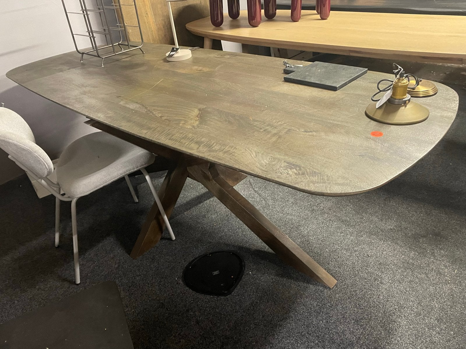 Deense ovale eettafel 240x100 massief mango spinpoot, Ophalen, X, 100 tot 150 cm, Vijf personen of meer