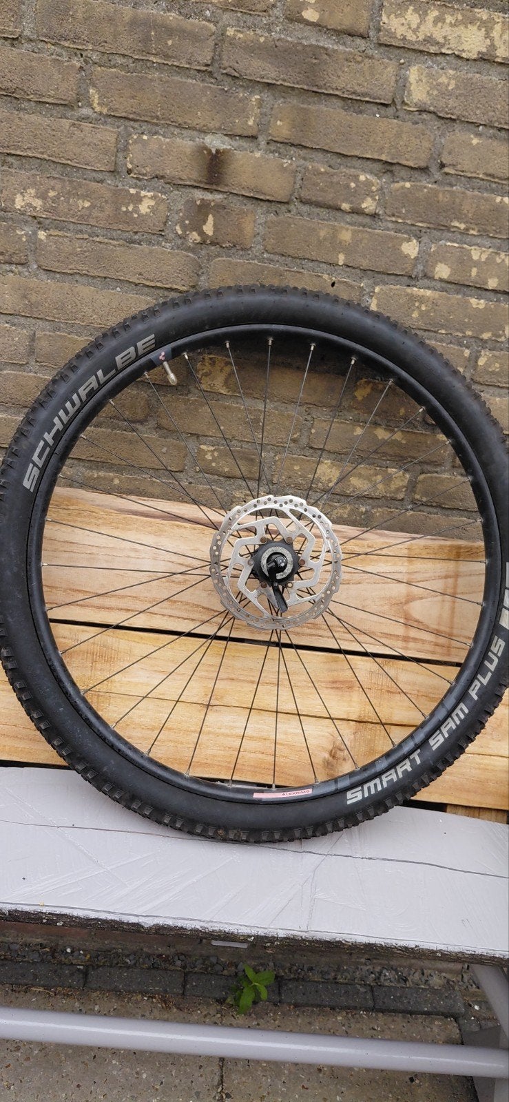28-inch Alexrims wiel met Schwalbe Smart Sam Plus band, Gebruikt, Alexrims, Aluminium, Toerfiets