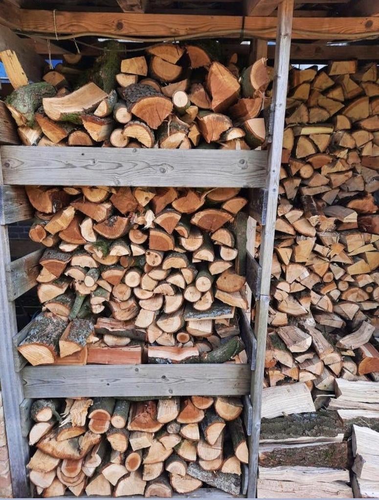 Mooi gekloofd eikenhout klein beetje kersenhout, Tuin en Terras, Haardhout, Blokken, Eikenhout, Minder dan 3 m³, Ophalen of Verzenden
