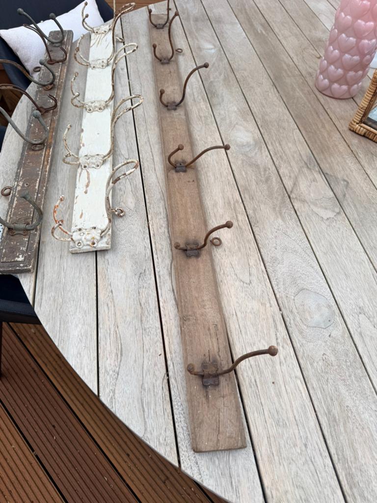 Antieke franse kapstok 140 lang 6 haken, Gebruikt, Minder dan 100 cm, Hout, Ophalen
