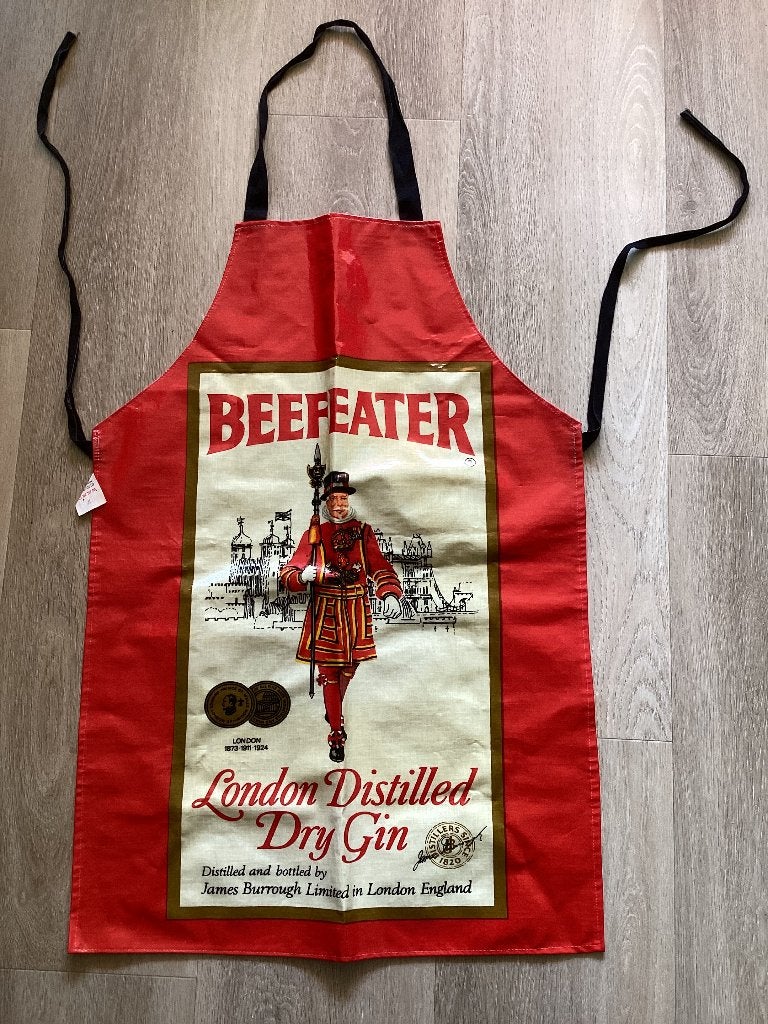 Vintage schort, Beefeater, zgan, Ophalen of Verzenden, Zo goed als nieuw, Overige kleuren, Schort