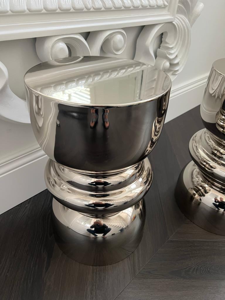 2 x ZILT Bijzettafel Roby 30cm - Zilverkleurig, Minder dan 55 cm, Metaal of Aluminium, Rond, Zo goed als nieuw