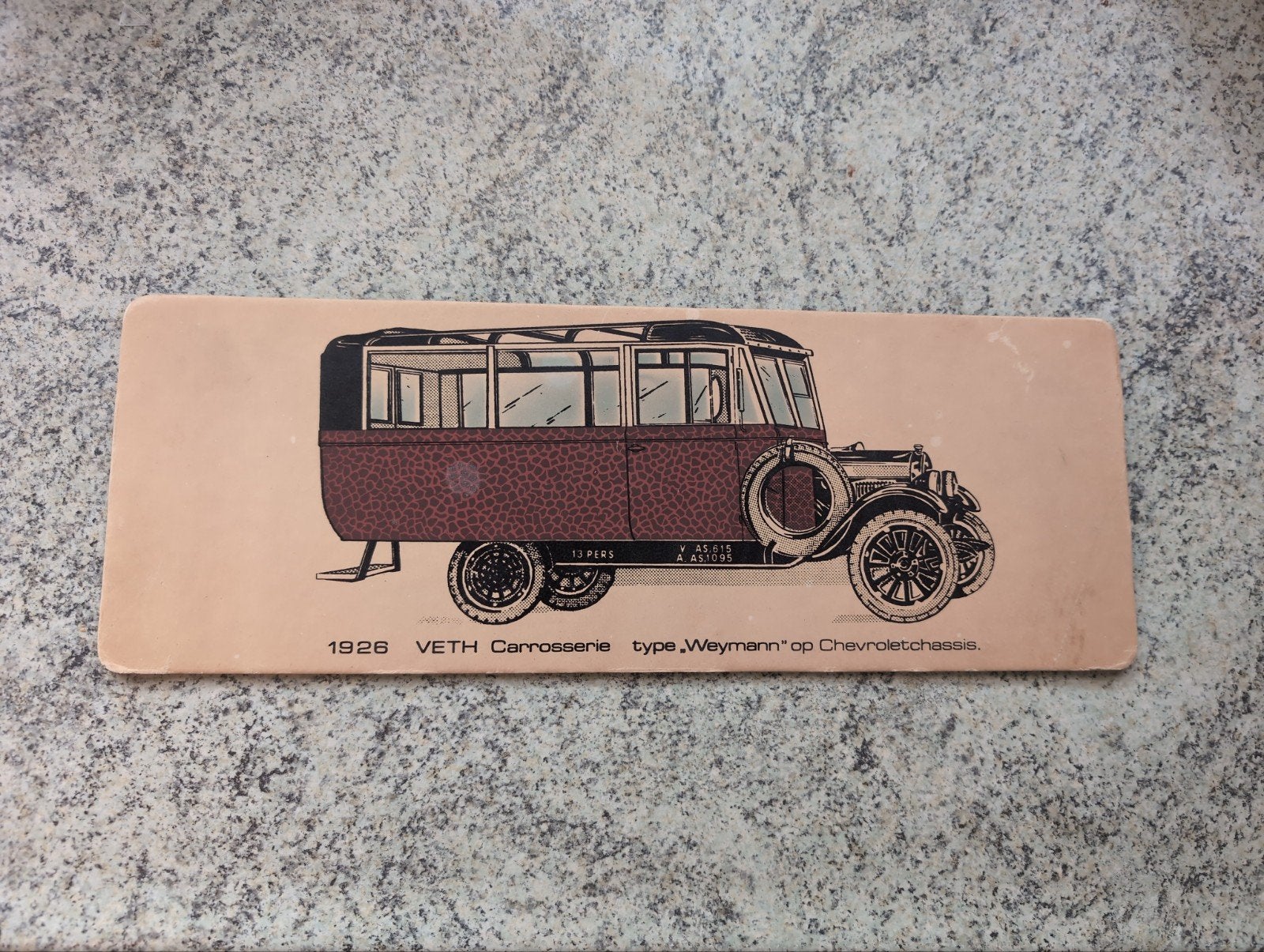 Vintage Retro Kartonnen Plaatje VETH Carrosserie 1926, Verzamelen, Automerken, Motoren en Formule 1, Ophalen, Gebruikt, Auto's