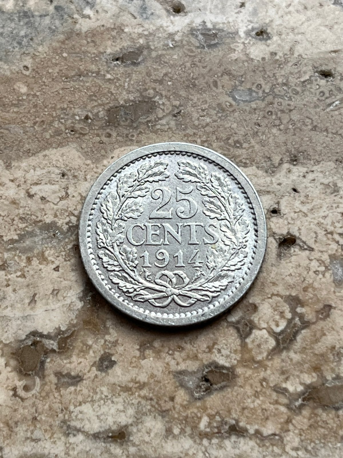 25 cent 1914 Wilhelmina , TOP kwaliteit, Postzegels en Munten, Munten | Nederland, Zilver, 25 cent, Ophalen of Verzenden, Koningin Wilhelmina