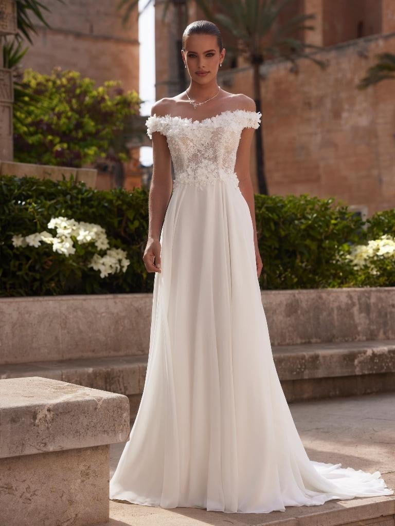 Nieuw, trouwjurk, Bianco Evento, Milagros, ivoor, S t/m 4XL, Ophalen, Trouwjurk, Wit, Bianco Evento
