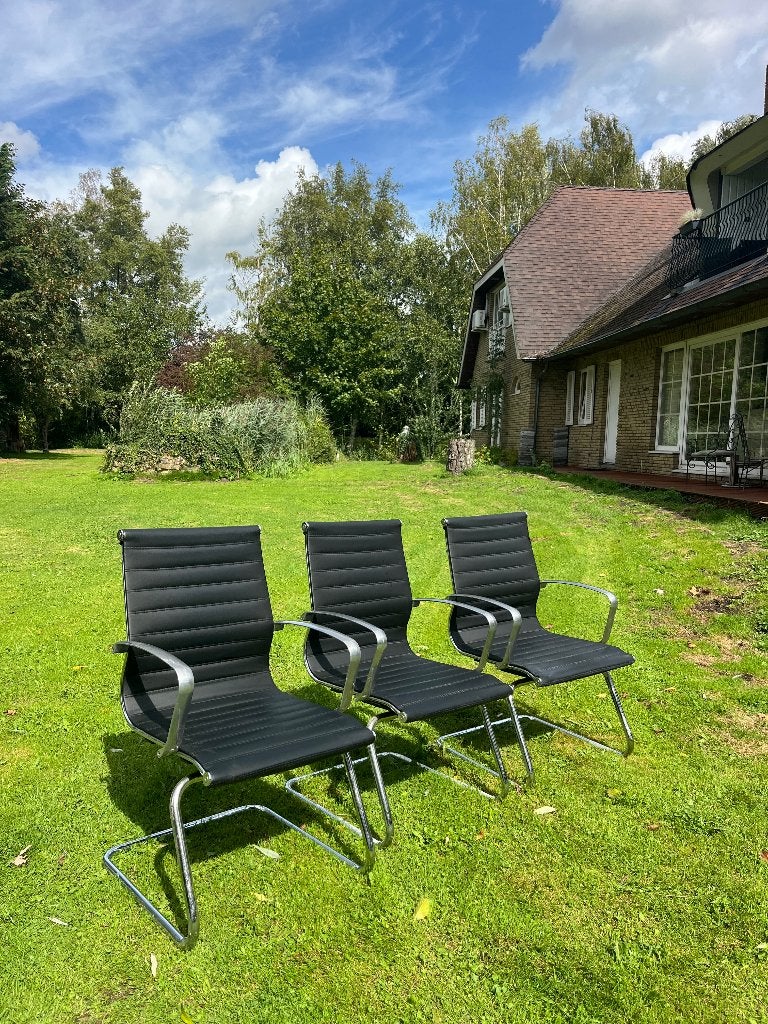 Prachtige leren stoelset 3x, Ophalen, Drie, Zwart, Luxe