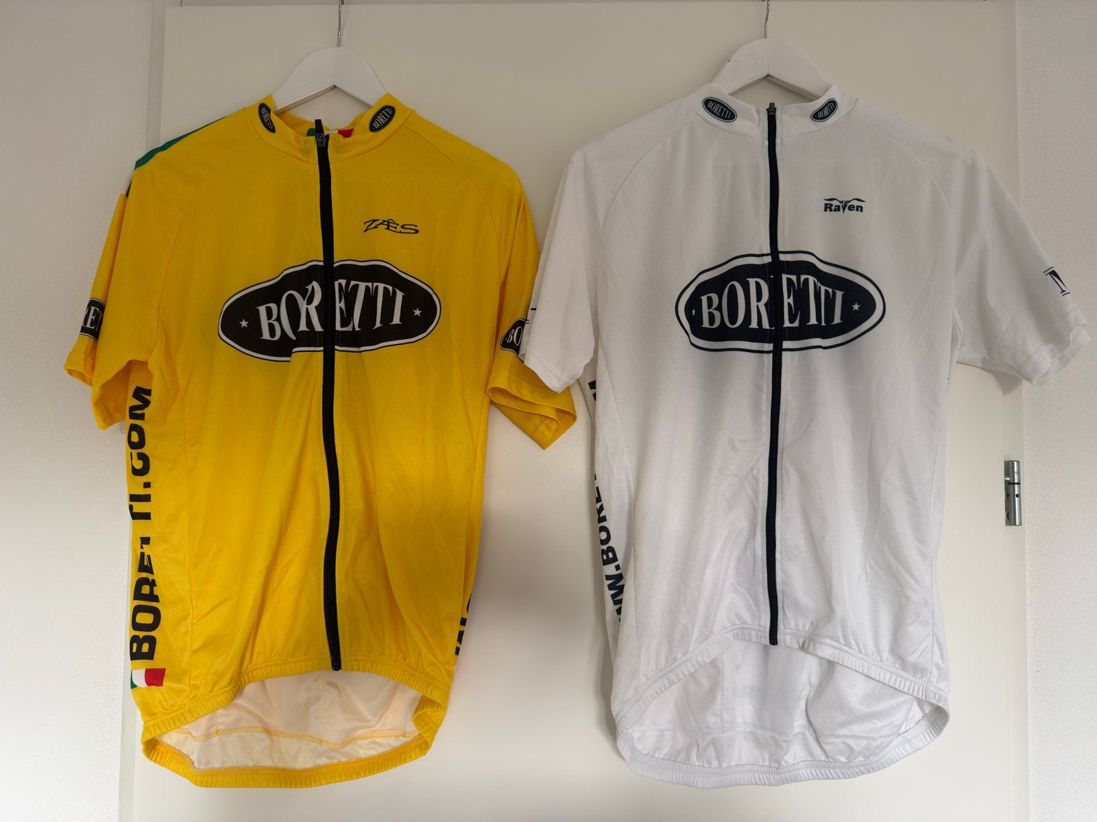 Twee Boretti wielershirts XL - Geel en Wit, Kleding | Heren, Ophalen of Verzenden, Gedragen, Hardlopen of Fietsen