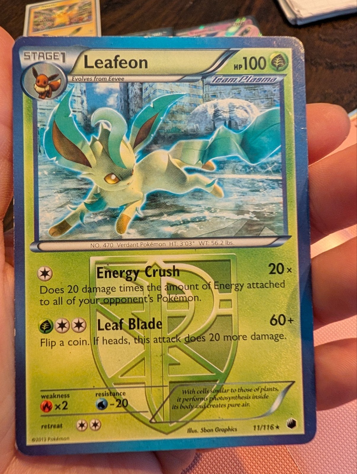 Leafeon 11/116 team plasma, Ophalen of Verzenden, Gebruikt