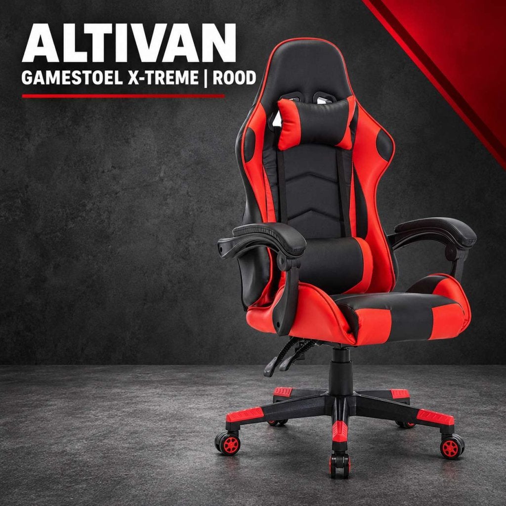 Altivan Gamestoel X-TREME rood zwart met nek- en rugkussen, Nieuw, <redacted>, Altivan, Ophalen