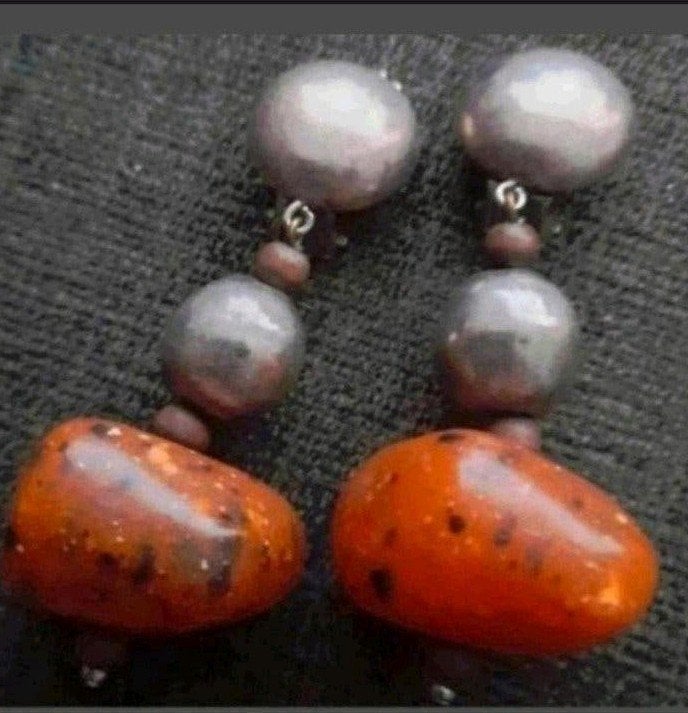 Nieuwe lange stenen terra met grijs oor clips, Sieraden, Tassen en Uiterlijk, Oorbellen, Overige materialen, Hangers, Verzenden